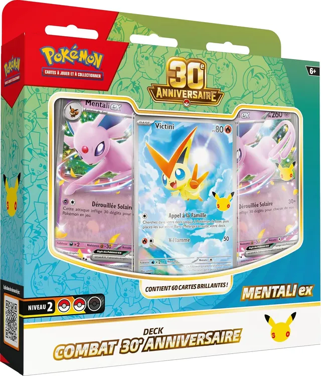 Pokémon : Deck Combat 30ᵉ Anniversaire – Mentali-ex du JCC Pokémon (Deck de 60 Cartes prêt à l’Emploi et Accessoires)