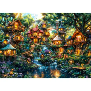 Puzzle 1000 pièces, Puzzle Adulte, Un Puzzle Difficile, Jeux de Puzzle pour Toute la Famille, Cadeaux pour Femmes, Cadeaux pour Hommes, thème : Petit Village Elfe