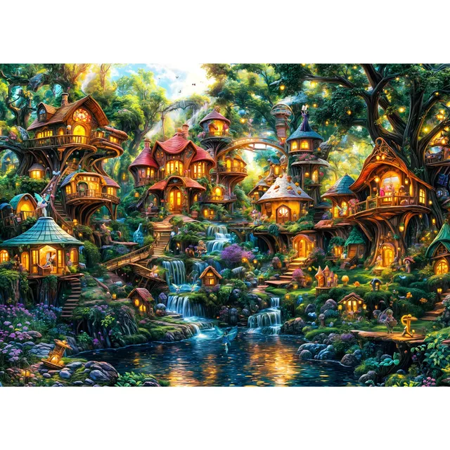 Puzzle 1000 pièces, Puzzle Adulte, Un Puzzle Difficile, Jeux de Puzzle pour Toute la Famille, Cadeaux pour Femmes, Cadeaux pour Hommes, thème : Petit Village Elfe