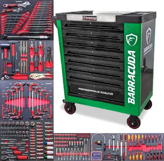 Barracuda Tools Servante d'atelier 7 tiroirs outillés - Rock Pro+ Green