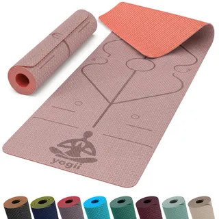 Yogii Tapis de Yoga Antidérapant TPE 6 mm, Guides d'Alignement Laser