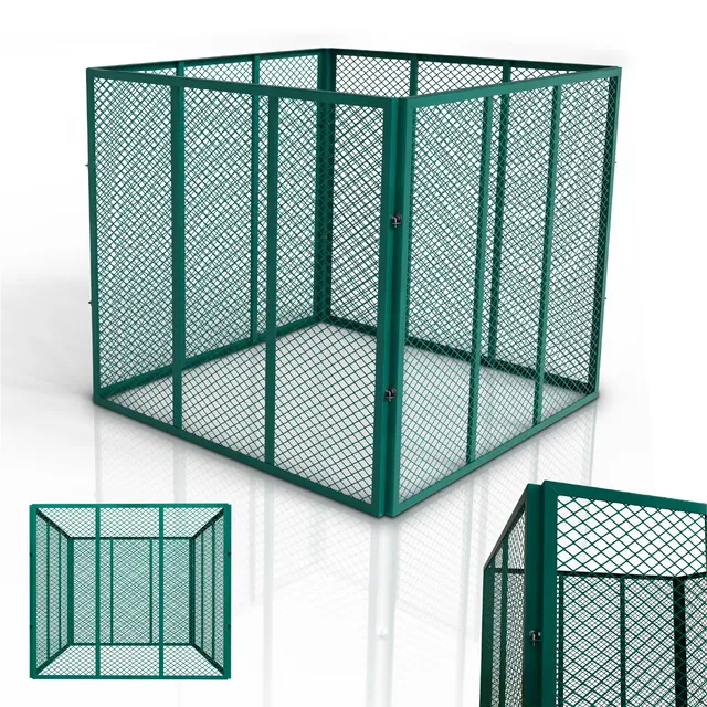 Juskys composteur en métal 800 L, Acier galvanisé et thermolaqué, résistant aux intempéries, aération par Cadre grillagé, compostage Rapide – Vert foncé