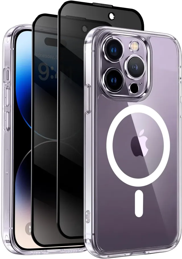 Helssitot Coque pour iPhone 14 Pro avec Verre Trempé Anti-Espion