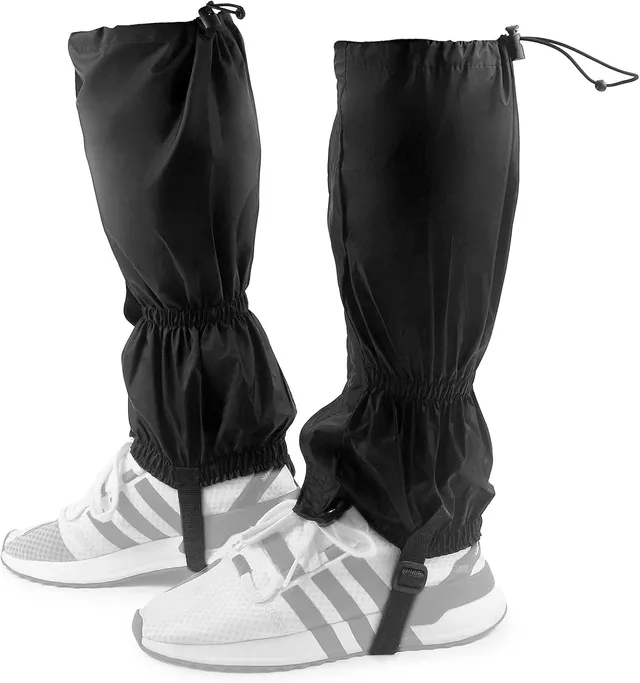 QWORK® Guêtres de randonnée, guêtres d'extérieur réglables imperméables et Respirantes pour randonnée en Plein air Ski Escalade (Noir)