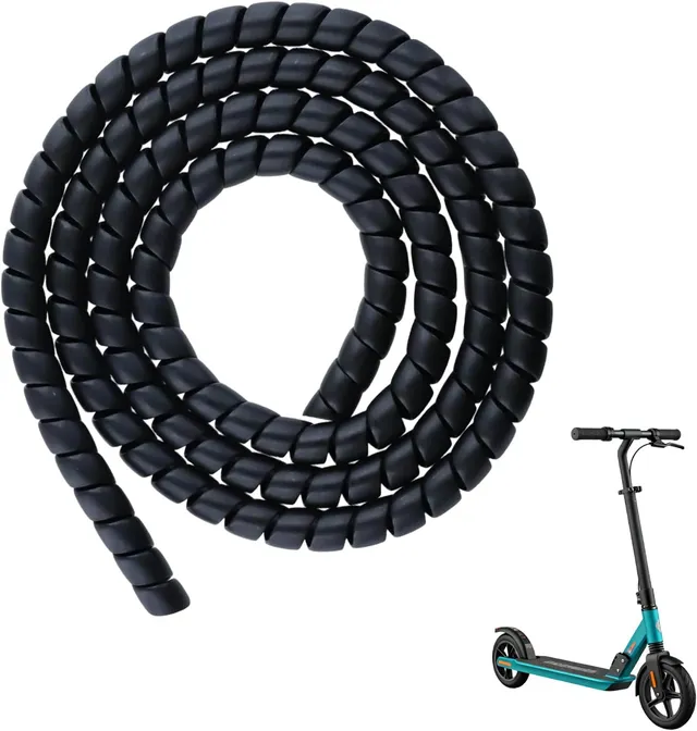 120cm Gaine Spirale Flexible en TPU pour Protection de Câbles de Trottinette, Idéale pour Xiaomi M365/Pro, Noir