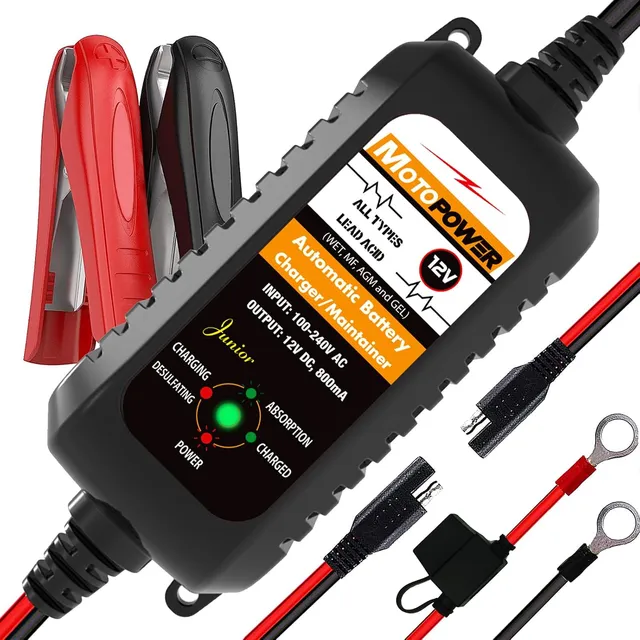 MOTOPOWER MP00205A 12V 800mA Entièrement Chargeur de Batterie Automatique/Mainteneur pour Voitures, Motos, ATV, RVS, Powersports, Bateau et Plus Encore