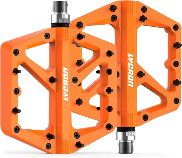 LYCAON Pédales de vélo - Pédales de vélo de Course/VTT - Antidérapantes - Broche CR-MO - Pédales Plates antidérapantes pour VTT 9/16"