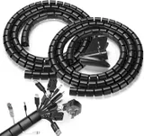 Romon 2 Pack Cache Câble, 22mm*1.5 M Réglable Gaine Spirale Câbles Flexible, avec 1 Clip de Guidage de Fil, Protection du Cache Câbles pour Automobiles TV PC,Noir
