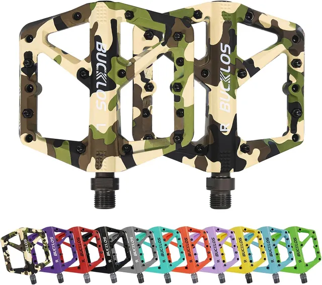 Pédales de VTT plates pour VTT - Grande plateforme - En nylon - Antidérapantes - Pour vélo adulte - 9/16"