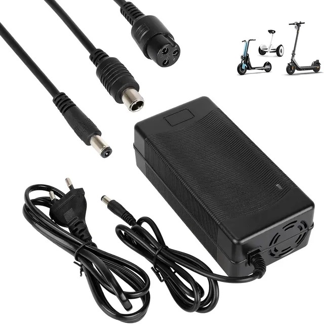 54,6V Chargeur Trotinette Electrique,Chargeur Hoverboard, 48V Charrgeur Universel pour Batterie Lithium avec 3 Connecteurs,Charge Rapide pour Hoverboard,Vélo Electrique,Scooter électrique