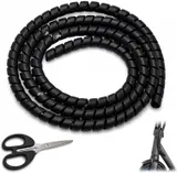 200cm Gaine Spirale Flexible Noir avec Ciseaux, Protection Câble Électrique en TPU pour Trottinette Xiaomi M365/Pro, Organisateur de Câbles pour Vélo, Moto et Bureau