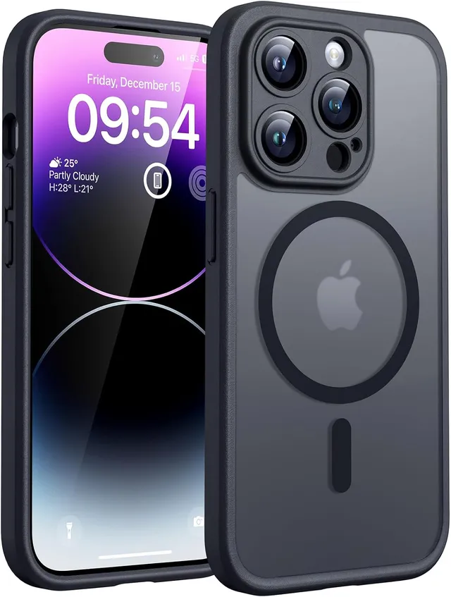 TOCOL Coque pour iPhone 14 Pro, Compatible avec MagSafe, Noir