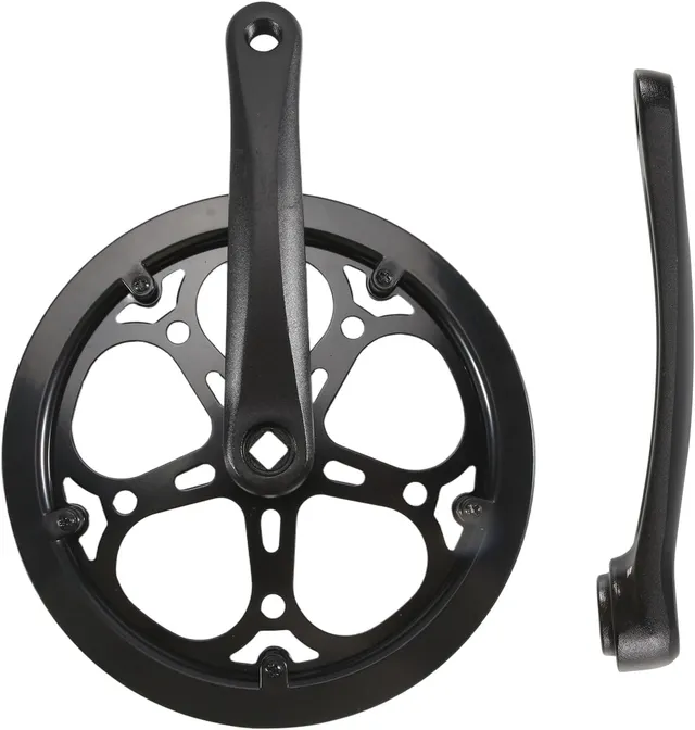 Pédalier de vélo pliable 52T 170 mm - Kit de bras de manivelle en acier - Plaque dentée à une vitesse - Trou diamant - Accessoires compatibles avec vélo de ville, VTT, vélo électrique, cargo