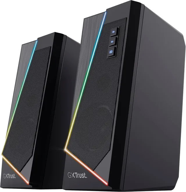GXTrust Zoxa Système d'Enceintes 2.0, Haut-parleurs Gamer 12 W LED, Noir