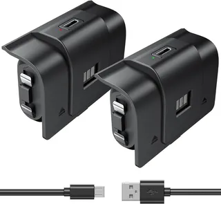 6amLifestyle 2 Batteries de Manette Pour Xbox One/Xbox Series X/S avec 4 Couvercles de Batterie et 1 Câble Micro USB