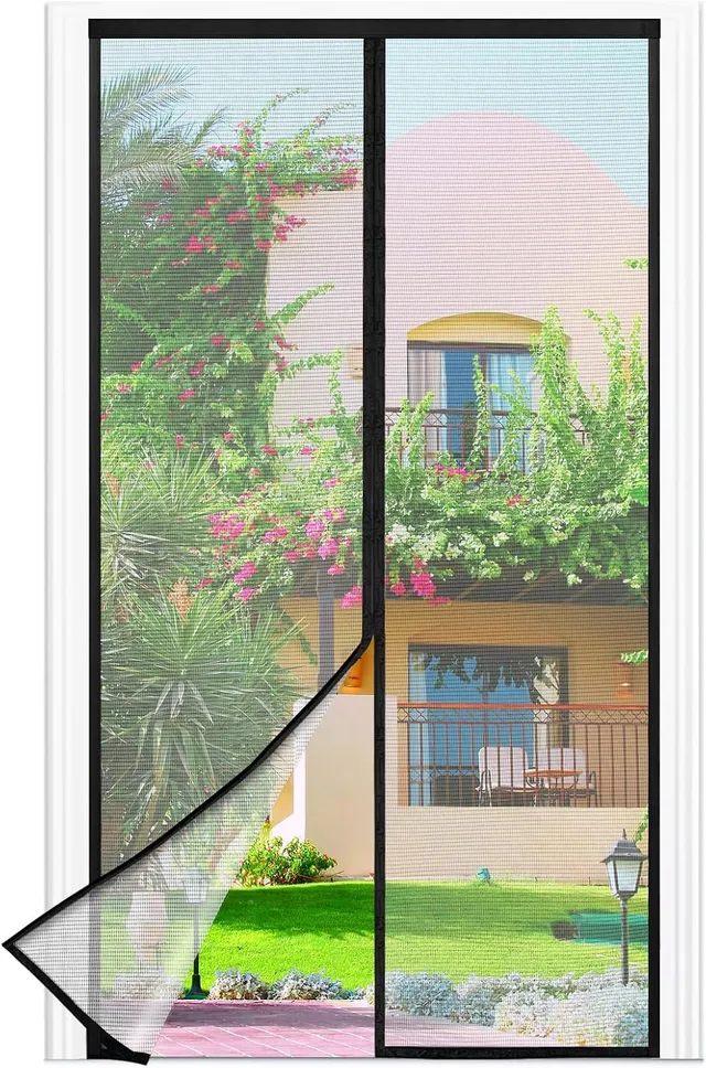 Moustiquaire Porte Fenêtre, 110 x 200 CM - Maillage Fine NOIRE