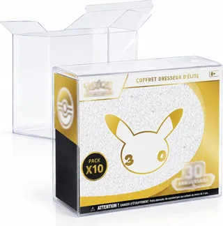 10 Protections ETB Pokémon Premium Transparentes PET, Compatible Elite Trainer Box, Célébration 30 Ans Pokémon, Coffret Dresseur d'Élite