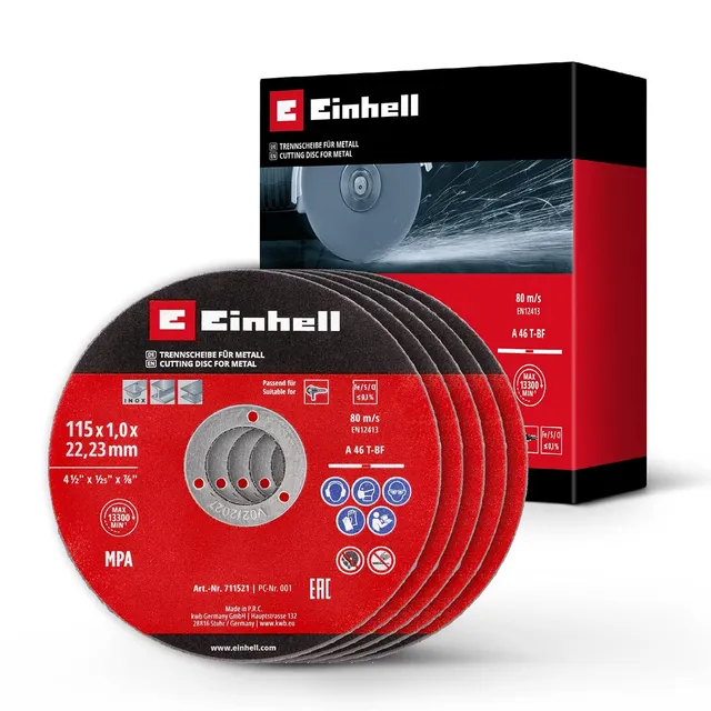 Einhell 5 disques à tronçonner fins pour métal, Ø 115 x 1 mm