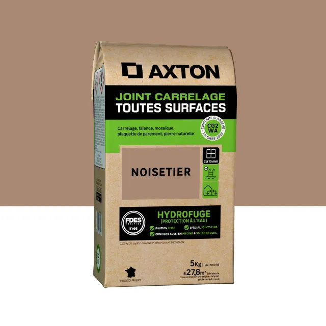 Joint tous types de carrelage et mosaïque noisetier AXTON, 5 kg