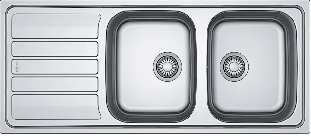 Evier en inox texturé 2 bacs 116 x 50 cm vidage inclus Loki 2
