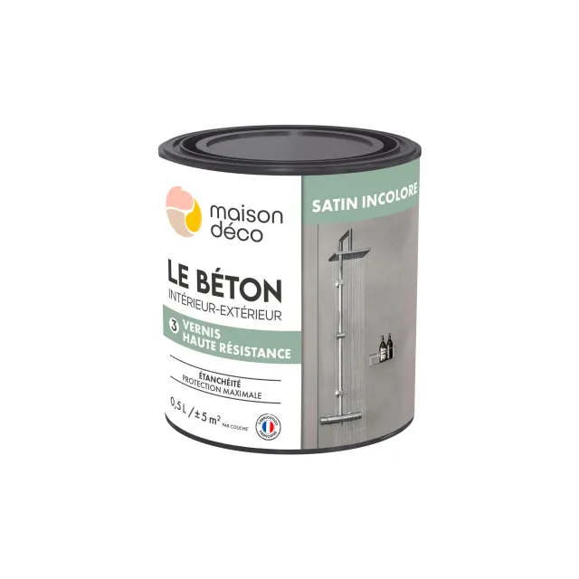 Vernis Le beton, MAISON DECO, vernis haute résistance satiné, 0.5L
