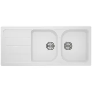 Evier en quartz et résine 2 bacs 116 x 50 cm vidage inclus Form blanc