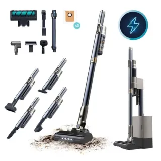 Cecotec Aspirateur balai léger sans fil avec base de vidage automatique Scoba 3000 Station. Moteur numérique brushless 210 W