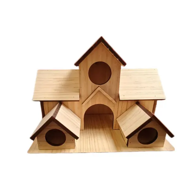 Cage à oiseaux en bois massif - Phoesky - 20x13x15 cm - Écologique - Pour petits animaux - Cabine de couleur primaire