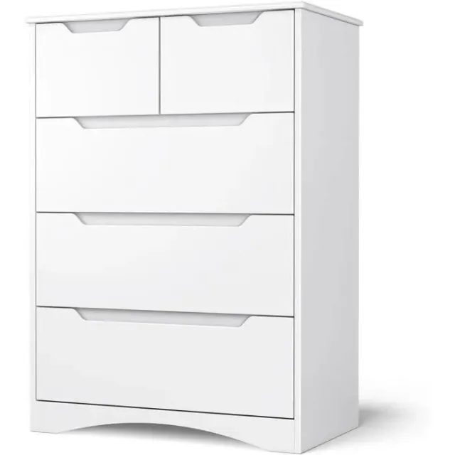 Commode - BEALIFE - commode AP23 - 5 tiroirs - Laqué blanc - 72x41x94 cm