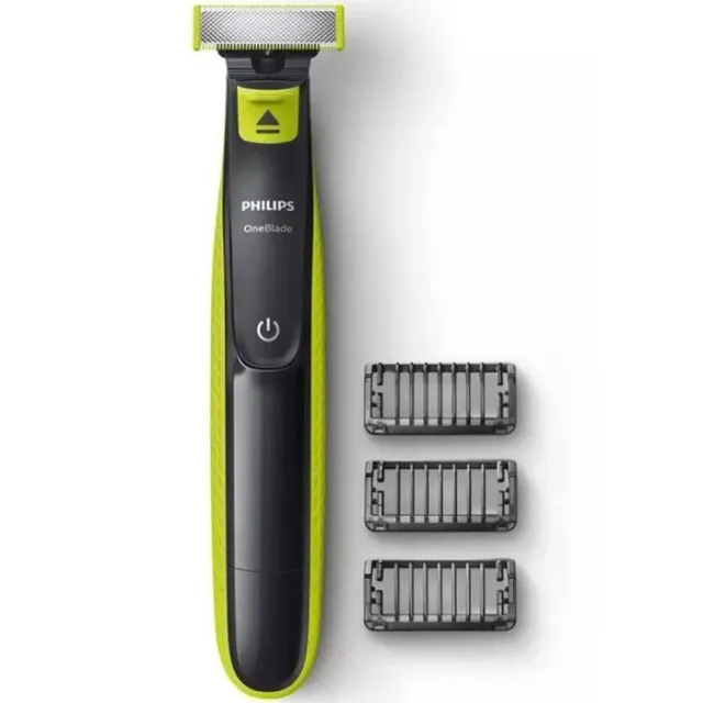 Tondeuse à barbe - PHILIPS - Oneblade QP2724/10 - 3 attaches (1 / 3 / 5 mm) incluses – sans fil rechargeable - Vert / Noir