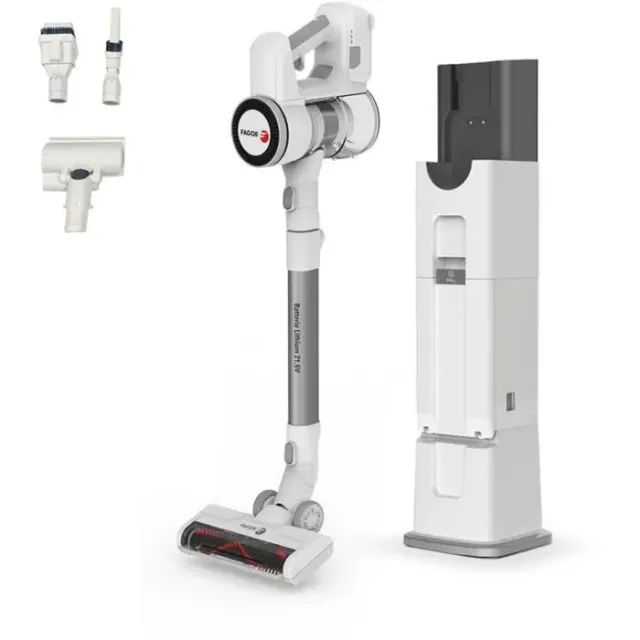 Aspirateur balai sans fil 2 en 1 - FAGOR - FG6415 - 300W - Avec base auto nettoyante - Tube Flexible - 3 vitesses - Autonomie 60 min