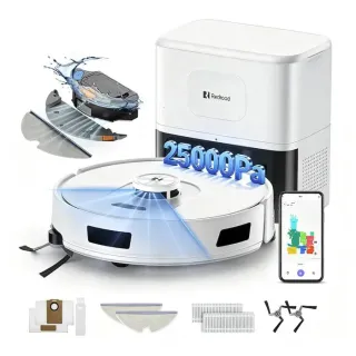 Aspirateur Robot Laveur 4-en-1,20000 Pa-2026 Redroad R11-200min Autonomie,Vidange Auto,avec Navigation LiDAR,Charge-Auto,avec App
