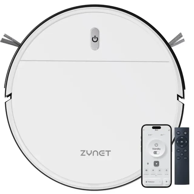 Zynet D6 Aspirateur Robot 3000Pa/150+Min, 5 Modes, recharge automatique, APP/WiFi/Alexa/Siri Control, Poils d’Animaux et Tapis