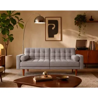 Suzanne - Banquette 2 places convertible clic-clac en tissu texturé - Gris clair