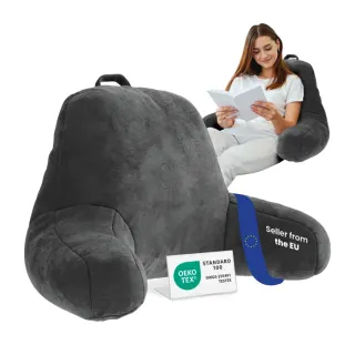 ELONEO Coussin de lecture lit/canapé – Soutien dos, tête, cou avec accoudoirs, 30×72×44 cm, confort ergonomique