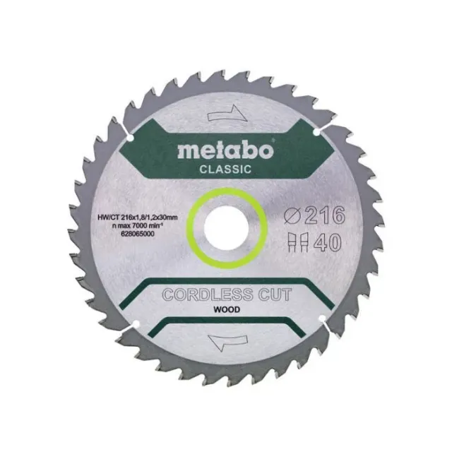 Lame de scie circulaire - Metabo - 216x30 mm - 40 dents - HW/CT - Autonomie maximale