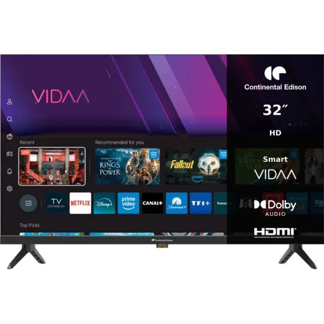 CONTINENTAL EDISON - CELED32SVHD26B7 - TV LED HD 32“ (80 cm) - Smart - 3xHDMI, 2xUSB - noir