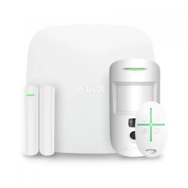 AJAX Pack alarme AJAX Hub 2 Plus avec détecteur de mouvement caméra, présence, télécommande - Blanc