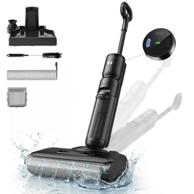 Aspirateur Laveur Sans Fil-Redroad H13- 23000Pa,Autonomie 75min,Auto-Nettoyage, Anti-Enchevêtrement, Écran OLED,pour Sols Durs-Noir