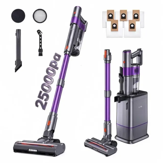 ILIFE H90 Pro Aspirateur balai sans fil 35 kPa - Station de vidage automatique 2-en-1 - Spécial poils d'animaux - Filtre HEPA 6