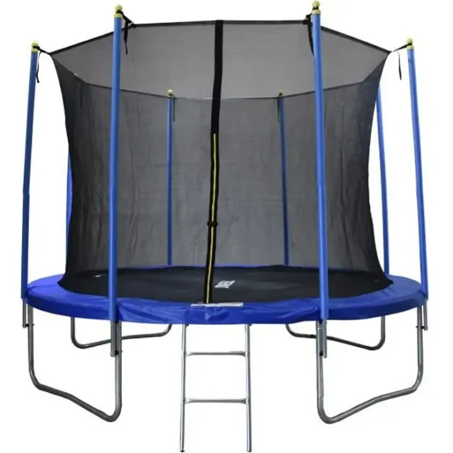 Trampoline - TEENO - Ø305cm - Bleu - Extérieur - Protection filet et échelle
