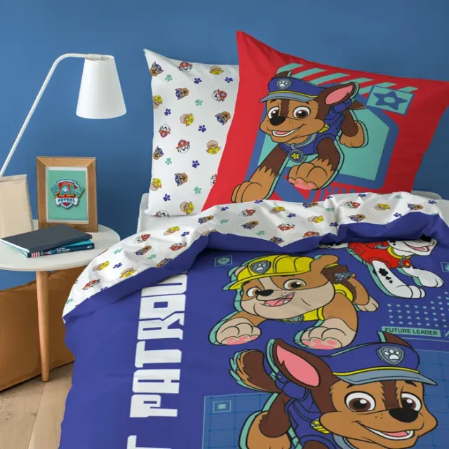 Parure de lit enfant 100% Coton - PAT PATROUILLE PATOU - Bleu - 140x200+63x63cm
