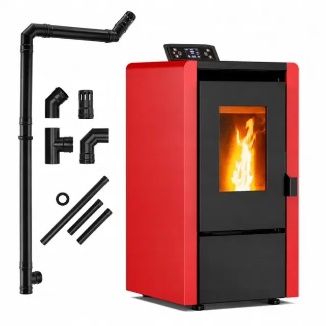 Poêle à granulés THUNDER LEYLA-RED 6 kW 65 m² réservoir 9 kg Wi-Fi et télécommande