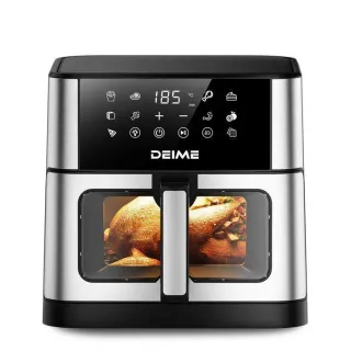 DEIME Friteuse à air sans huile 10L, Air Fryer 1800 W avec 10 Préprogrammes, Écran Tactile LED, Fenêtre Transparente