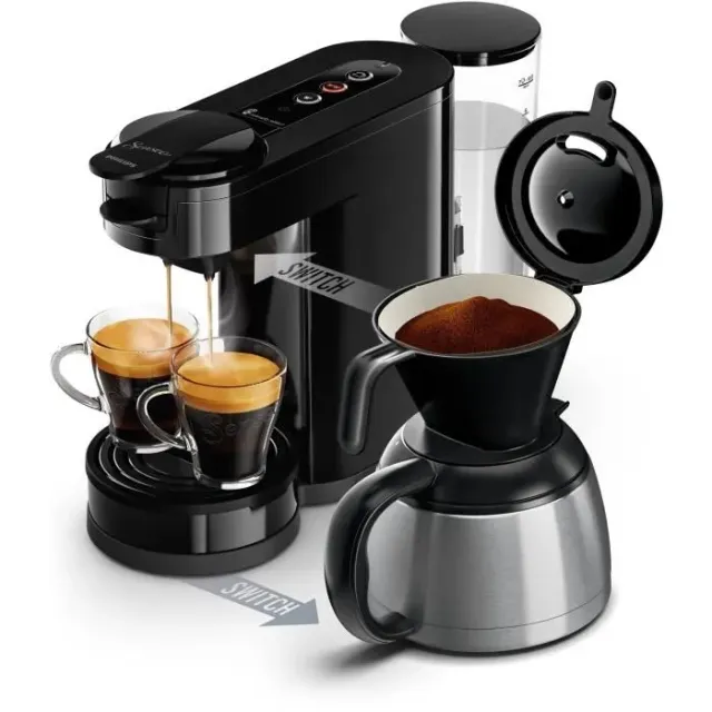 Cafetière à dosette - PHILIPS - SENSEO - HD6592/65 - Switch 2-en-1 dosette & filtre - Noir