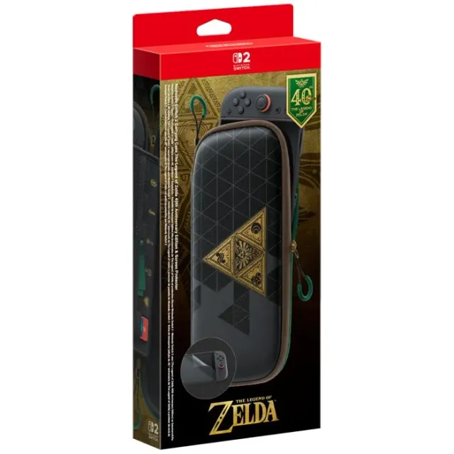 Pochette de transport Edition 40ème anniversaire de The Legend of Zelda et protection d’écran Nintendo Switch 2